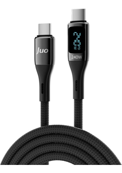 240W Dijital LED Ekranlı E-Mark Çipli Pd 3.1 USB Type-C To Type-C Hızlı Şarj ve Data Kablosu 1 Metre