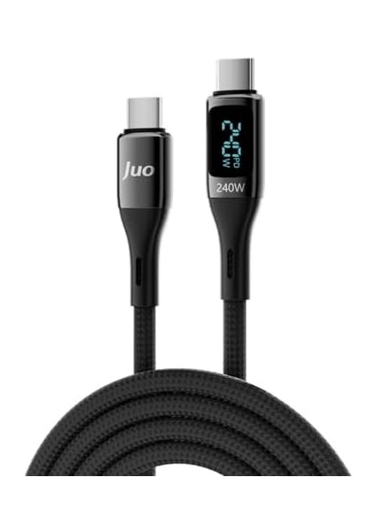 240W Dijital LED Ekranlı E-Mark Çipli Pd 3.1 USB Type-C To Type-C Hızlı Şarj ve Data Kablosu 1 Metre