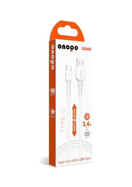 Uyumlu Type-C To USB Kablo 3.4A Hızlı Şarj ve Data Kablosu 2m - Q4