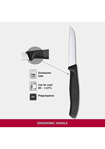 6.7403 Swissclassic 8cm Düz Soyma Bıçağı, Siyah