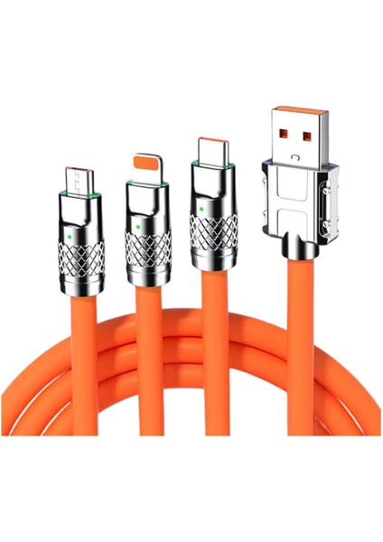 3'ü 1 Arada Tombul Şarj Kablosu, Tüm Cihazlar Için 4ft Çoklu Şarj Cihazı USB Kablosu, Ev, Ofis, Araba Için Ideal, Yalnızca Şarj Edilebilir (Turuncu)