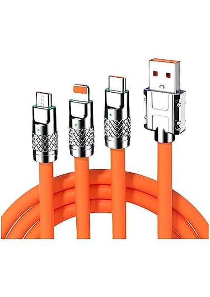 3'ü 1 Arada Tombul Şarj Kablosu, Tüm Cihazlar Için 4ft Çoklu Şarj Cihazı USB Kablosu, Ev, Ofis, Araba Için Ideal, Yalnızca Şarj Edilebilir (Turuncu)
