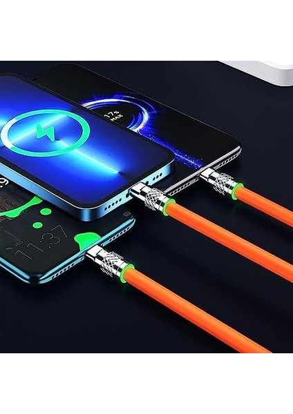 3'ü 1 Arada Tombul Şarj Kablosu, Tüm Cihazlar Için 4ft Çoklu Şarj Cihazı USB Kablosu, Ev, Ofis, Araba Için Ideal, Yalnızca Şarj Edilebilir (Turuncu)