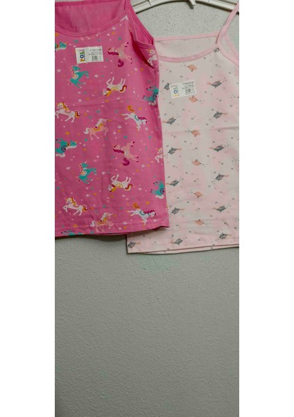 Kız Çocuk Desenli Ince Askılı Atlet -2'li Paket