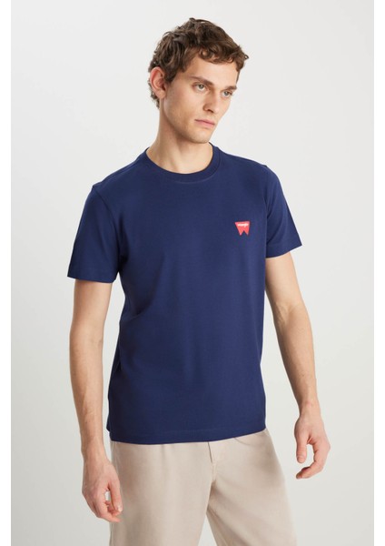 Regular Fit Small Logo Lacivert Erkek T-Shirt MW70MD3335 fiyatları