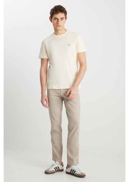 Regular Fit Small Logo Bej Erkek T-Shirt MW70MD3XME fiyatları