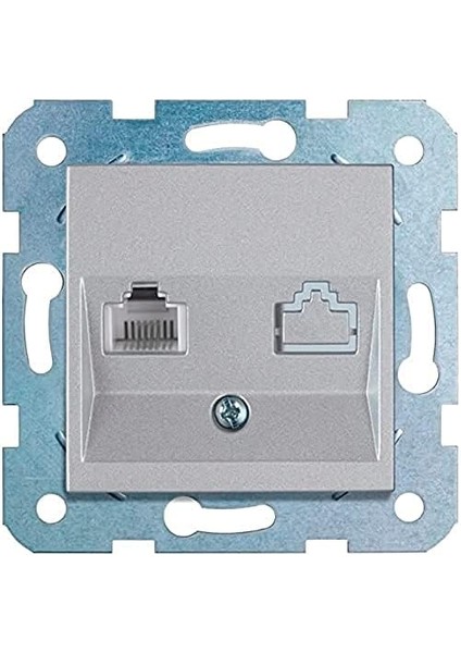 Nt Gümüş Data+Nümeris Cat6+Cat3 Mekanizma+Düğme Kapak
