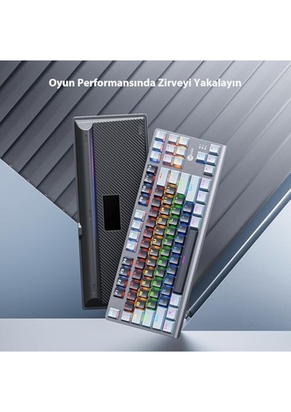 GK304 USB Kablolu Red Switch Mekanik Oyuncu Klavyesi - Makro Tuş Atamalı, Rgb LED Aydınlatmalı, Qwerty Türkçe Tuş Dizilimi, Gaming Türkçe Q Klavye Gri Ağırlıklı Gri & Siyah