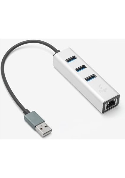 USB To Lan ve 3x USB Alüminyum Adaptör Gümüş