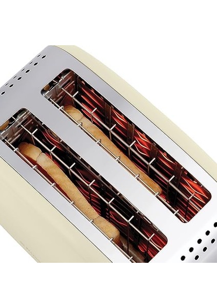 Hobbs Ekmek Kızartma Makinesi [2 Dilim Için] Colours Plus Inox Krem (Ekstra Geniş Yuvalar, 6 Kademeli Hızlı Kızartma, Kaldırma ve Kontrol, Buz Çözme, Isıtma, 1600 W) Toaster 26551-56