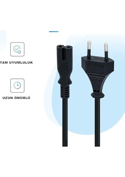 Home Ps3 / Ps4 / Ps5 / Xbox Series S-X Uyumlu Güç Kablosu 1.5 Metre 2pin Güç Kablosu Projeksiyon - Monitör - Tv Universal 2pin Güç Kablosu Teyp Fişi (1)