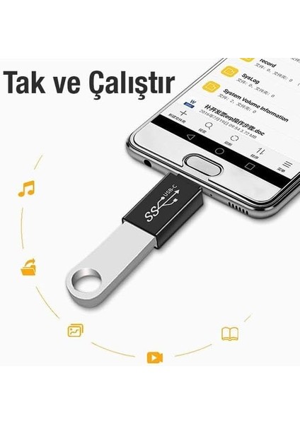 Polham Tak Çalıştır Type-C To USB Çevirici Dönüştürücü Adaptör, Veri Aktarım, Klavye, Mouse Aparatı