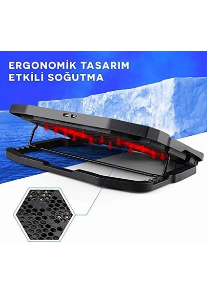 C1 LED Ekranlı Notebook Soğutucu Siyah
