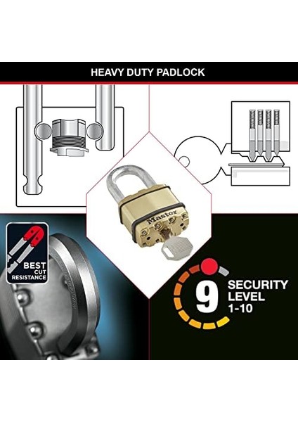 Lock Ağır Hizmet Tipi Asma Kilit [lamine Çelik] [hava Koşullarına Dayanıklı] M5BEURTLF - Depolar, Garajlar Vb. Için Idealdir.