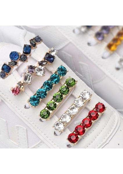 Junisteps Karışık Renkli Taşlı Metal Ayakkabı Bağcığı Aksesuarı - Gümüş