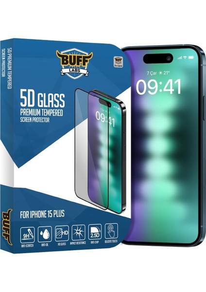 Buff Apple iPhone 15 Plus ile Uyumlu 5d Glass Ekran Koruyucu