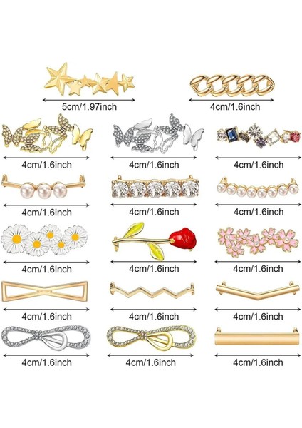 Junisteps Kravat Şekilli Metal Ayakkabı Bağcığı Aksesuarı - Altın