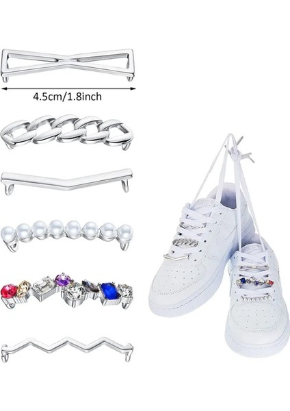 Junisteps Zincir Şekilli Metal Ayakkabı Bağcığı Aksesuarı - Gümüş