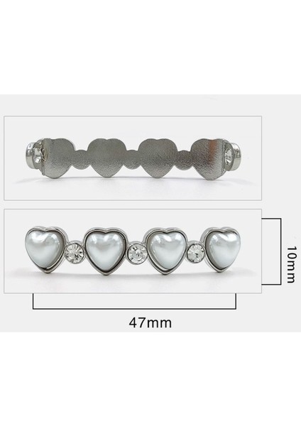 Junisteps Kalp Şekilli Inci Detaylı Metal Ayakkabı Bağcığı Aksesuarı - Gümüş
