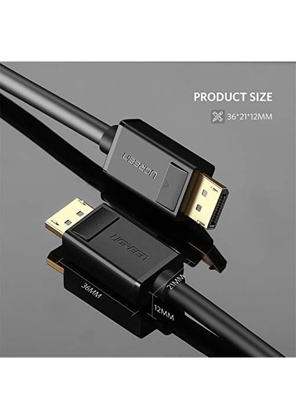 4K 60Hz Displayport To Displayport Kablo, 2 Metre, Siyah