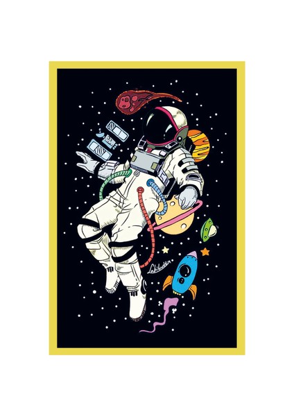 Astronot ve Uzay Temalı Tasarım Kart – Dekoratif Hediye Not Kartı ve Kartpostal | 10x15 cm