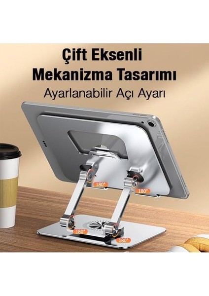 Tablet Stand Kaliteli Tok Alüminyum Alaşım Profesyonel Tablet Standı 360 Derece Döner Ayarlanabilir Kompak ve Kullanşlı 11 Ila 16 Inç Arası Tabletlere Uygun 17CM x 13CM Bracket Z18
