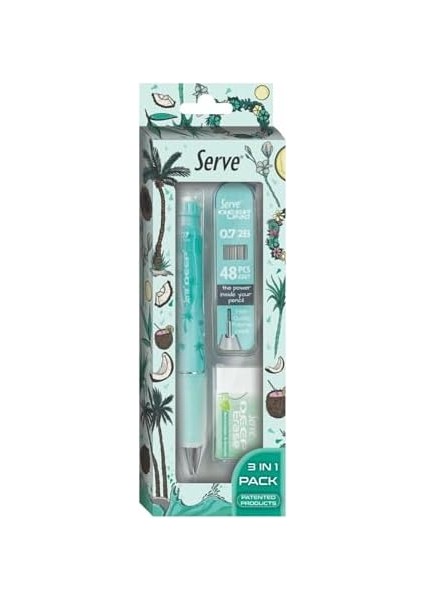 Doğa Desenli Deep Kalem, Deep Silgi ve Deep Min, 0.7 Mm, Nane Yeşili