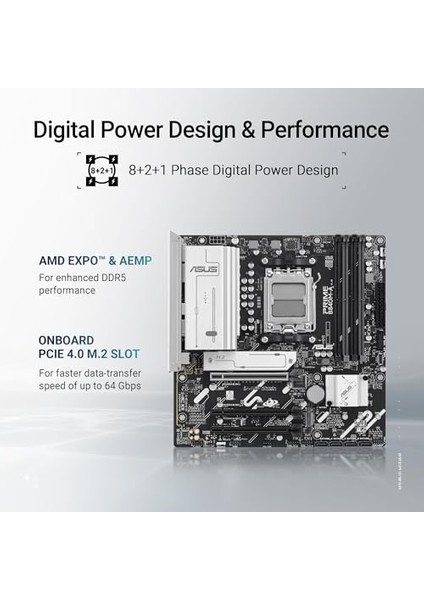 Prıme B840M-A-CSM Amd B840 Am5 Ddr5 7600 2xdp HDMI 3x M2 Usb3.2 Wifi 6e + Bt Aura Rgb 2.5gbit Lan Matx Asus 5x Protectıon Iıı, Uzaktan Yönetim Yazılımı