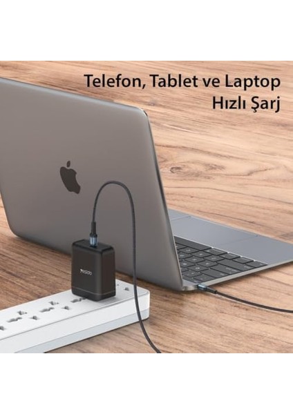 2m 60W Hasırlı Type-C To Type-C Pd Hızlı Şarj Kablosu - Siyah