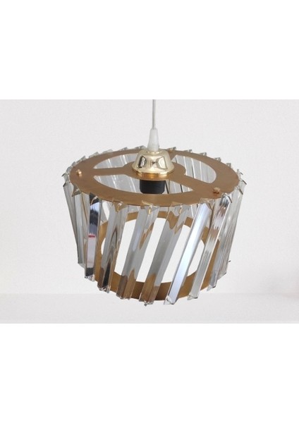 Kristal Taşlı Gold Büyük Yuvarlak Avize E-27 Duylu