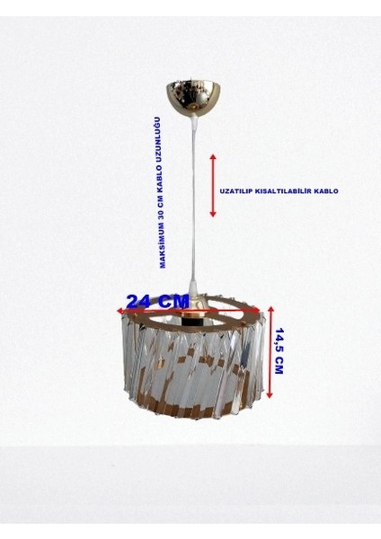 Kristal Taşlı Gold Büyük Yuvarlak Avize E-27 Duylu fiyatları
