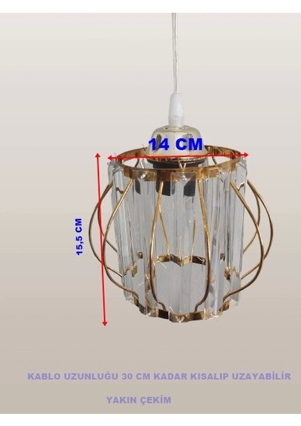 Kristal Taşlı Yuvarlak Gold Küçük Fiskiye Tekli Avize E-27 fiyatları