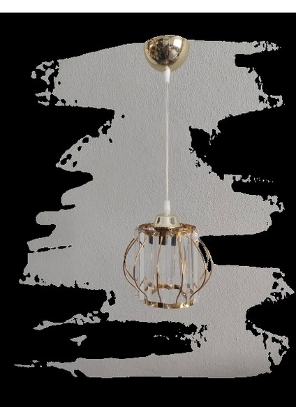 Kristal Taşlı Yuvarlak Gold Küçük Fiskiye Tekli Avize E-27 fırsatları