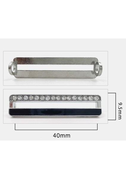 Junisteps Taşlı Siyah Şerit Detaylı Metal Ayakkabı Bağcığı Aksesuarı - Gümüş indirimleri