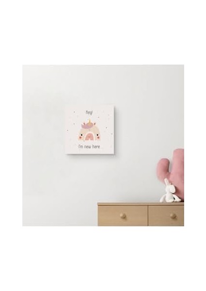 Bebek Odası Için Minimal Unicorn Tasarımlı Kanvas 25 x 25 cm