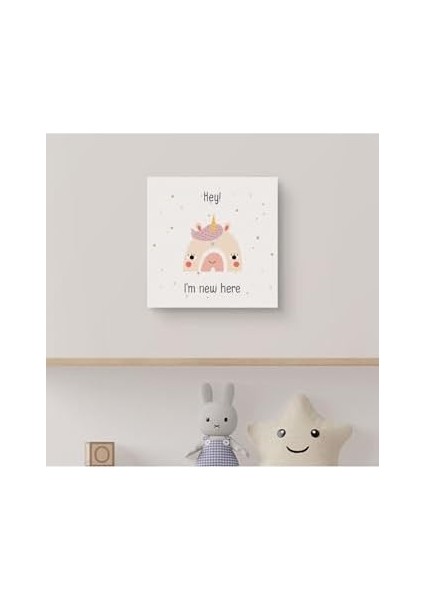 Bebek Odası Için Minimal Unicorn Tasarımlı Kanvas 25 x 25 cm