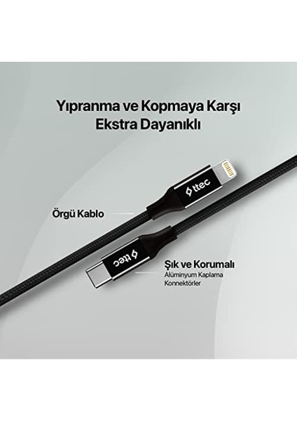 Alumicable Type-C Lightning Hızlı Şarj Kablosu 150CM Laciver
