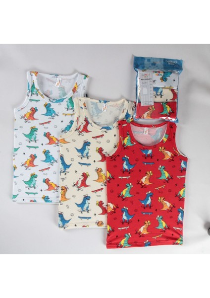 Elmas Karışık Desen 3lü Erkek Çocuk Atlet Set A-126