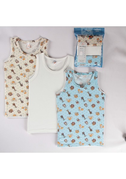 Elmas Karışık Desen 3lü Erkek Çocuk Atlet Set A-125