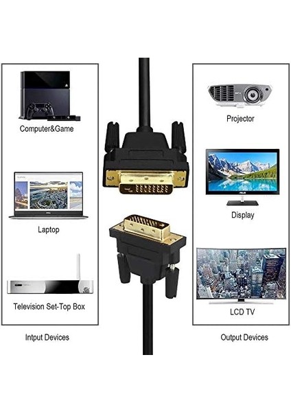 AL-4577 DVI To DVI Monitör Ekran Kablosu Ara Bağlantı Dvi-D 24+1 1.8m