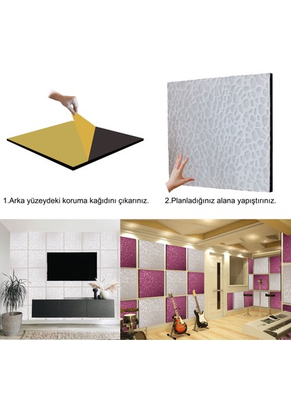 Beyaz Boyanabilir Embos Keçe Ses ve Isı Yalıtım Paneli 40X40 cm 30 Adet-5m²