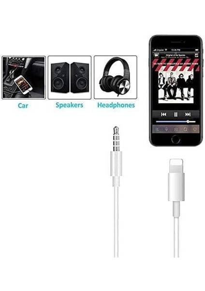 Iphone Ile Uyumlu Lightning To Aux Çevirici Kablo, 3.5 Stereo Aux Kablo 1 Metre
