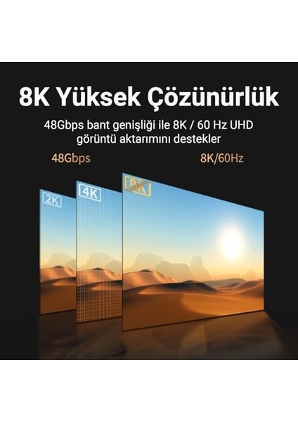 8K/60Hz 4K/120Hz 48GBPS Hdr Arc Hdcp Fiber Optik HDMI 2.1 Kablo 30 Metre