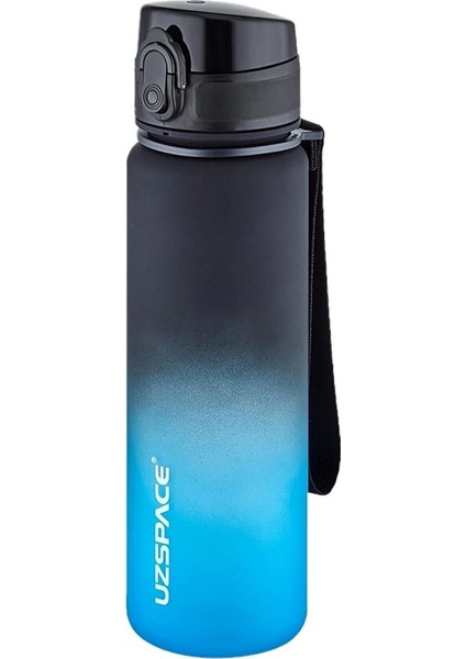 500ML Soft Touch Çift Renk Motivasyon Tritan Su Matarası (Siyah-Mavi)