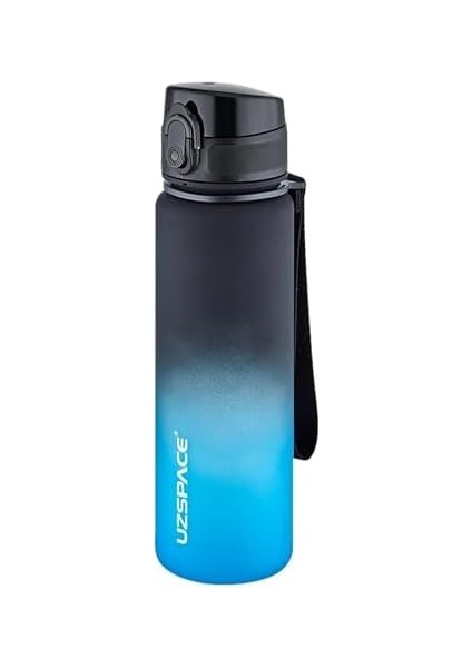 500ML Soft Touch Çift Renk Motivasyon Tritan Su Matarası (Siyah-Mavi)