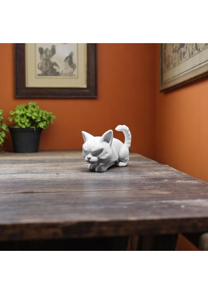 Sinirli Kedi Figürü – 3D Dekoratif Biblo