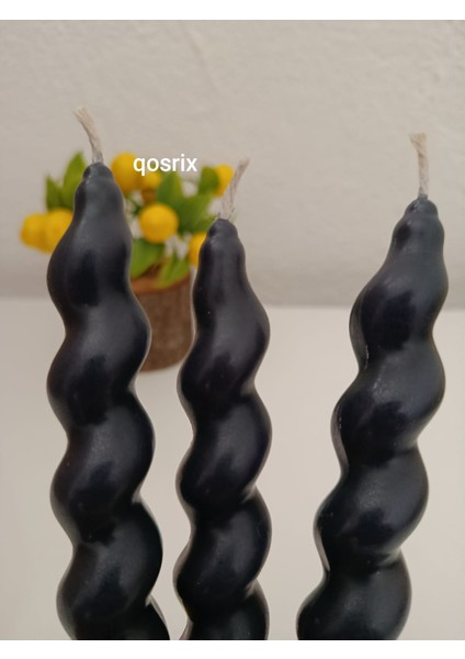 3'lü Antrasit Gri Italyan Burgulu Şamdan Soya Mumu Doğal Kokulu Uzun Çubuk Konik Burgu Spiral Mum Dekoratif modelleri