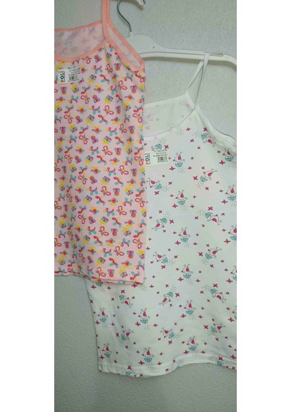 Kız Çocuk Desenli Ince Askılı Atlet -2'li Paket