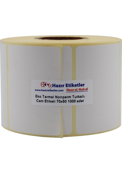 Etiketler , Hazır Al Hızlı Al Eko Termal Nonperm Etiket 70MM x 50MM Ruloda 1000 Adet 40MM Kuka Çapında Cam Yüzeylere Iz Bırakmayan Etiket