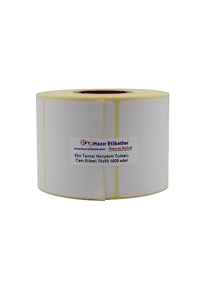 Etiketler , Hazır Al Hızlı Al Eko Termal Nonperm Etiket 70MM x 50MM Ruloda 1000 Adet 40MM Kuka Çapında Cam Yüzeylere Iz Bırakmayan Etiket